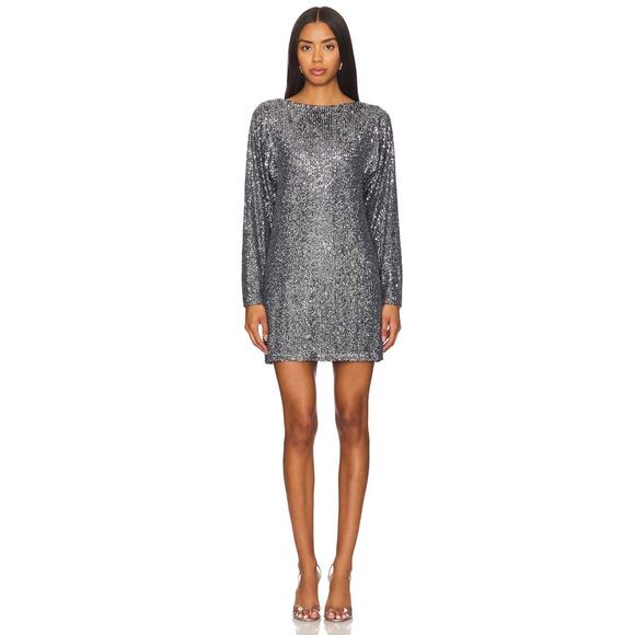Steve Madden Revolve Ginger Dress Silver Sequin Party Shift Dress 0 NWT - Picture 3 of 7